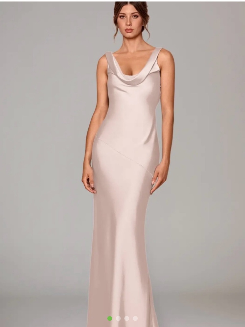 Azazie Rylina Pink Satin Maxi Dress